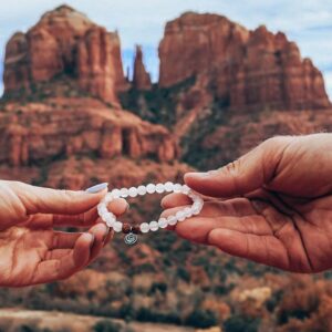 Gratitude Gifted Rose Quartz Bracelet for Women with Sterling Silver Gratitude Charm - Healing Crystal Jewelry, Appreciation Gift, Thankfulness Bracelet, Positive Energy & Emotional Balance.