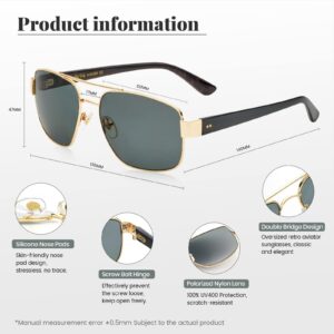 Veda Tinda Vision Big Aviator Sunglasses Gold Frame Black Polarized Oversized Mens Womens Glasses Retro Fashion Men Sun glasses