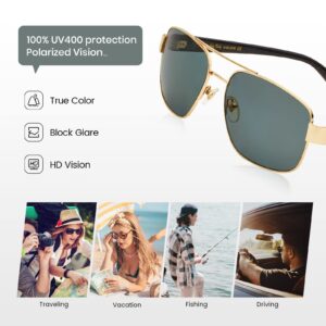 Veda Tinda Vision Big Aviator Sunglasses Gold Frame Black Polarized Oversized Mens Womens Glasses Retro Fashion Men Sun glasses