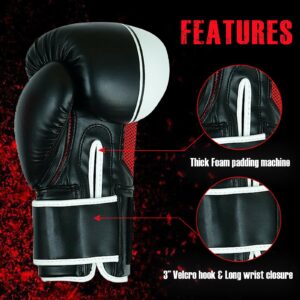 Rex Sports Punching Bag Gloves, Sparring Gloves, Boxing Gloves for Boxers, Boxing Wear Boxing Gloves, Training Gloves Mitts for Sparring, Kickboxing (12oz, Red/Black)