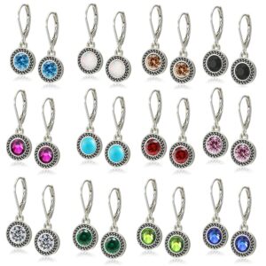 8/12/25 Pairs Silver Dangle Earrings for Women Multipack Teens Small Hoop Earrings with Charm Leverback Earrings for Women Handmade Earrings Bohemian Jewelry … (12 Pairs Vintage)