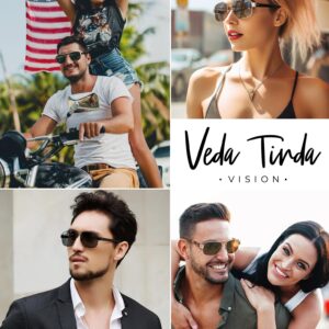 Veda Tinda Vision Big Aviator Sunglasses Gold Frame Black Polarized Oversized Mens Womens Glasses Retro Fashion Men Sun glasses