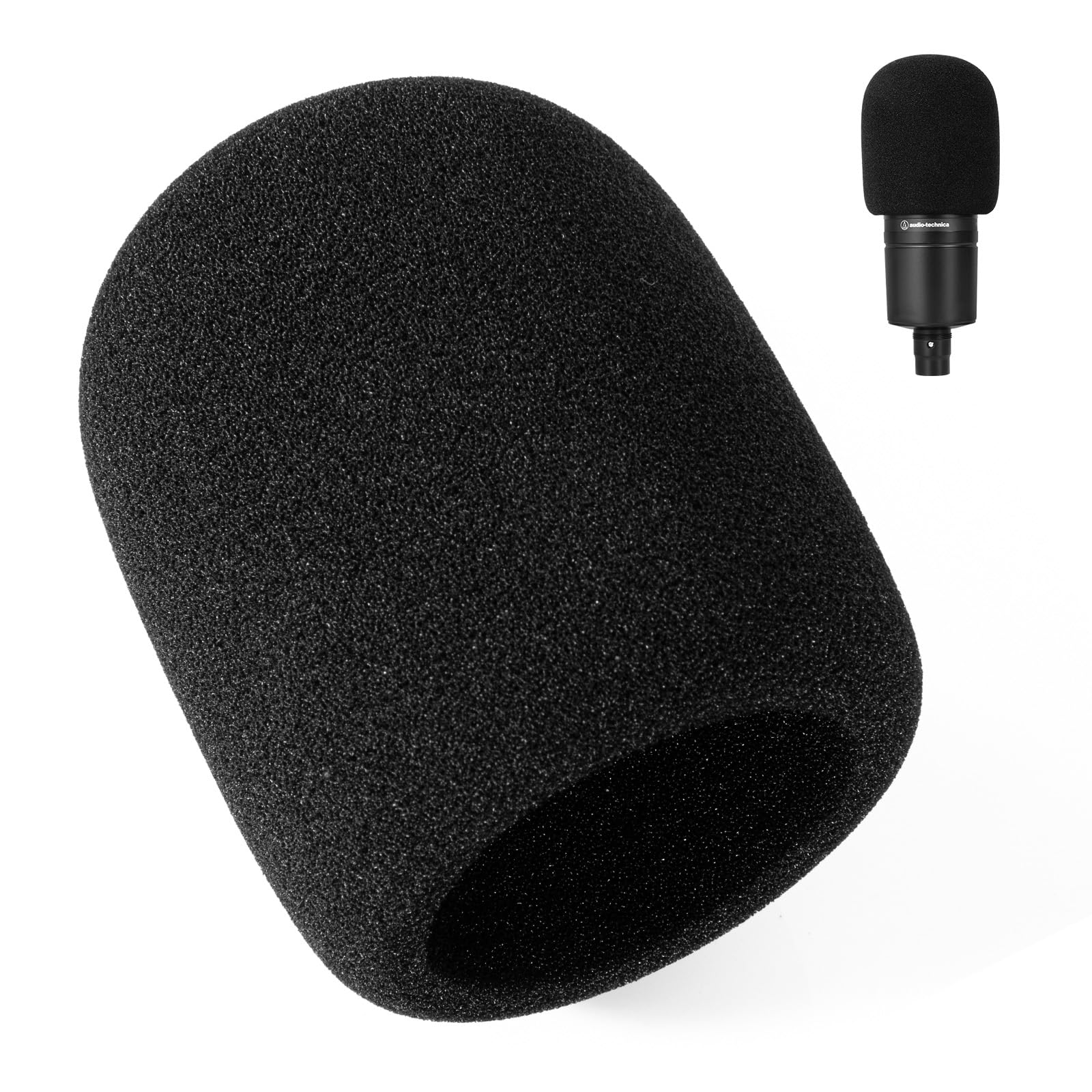 PhantAccy Pop Filter/Windscreen for Audio-Technica AT-2020 AT-2035 AT-2040 AT-2050 ATR2500 ATR2500X AT-4040 Microphones, Foam Mic Cover for Filtering Plosives and Hissing Noise (Foam-Black)