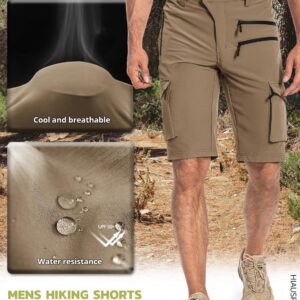 Hiauspor Men's Hiking Cargo Shorts Quick Dry Lightweight Casual Fishing Tactical Golf for Outdoor with 5 Pockets(Khaki, Medium)