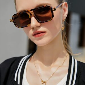 FEISEDY Vintage Square 70s Flat Aviator Sunglasses Women Men Classic Retro Stylish Frame UV400 Sunglasses B2622