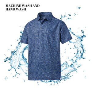 DEOLAX Mens Polo Shirts Fashion Print Mens Golf Shirt Dry Fit Mens Golf Polo Short Sleeve Quick Dry Funny Golf Shirt for Men