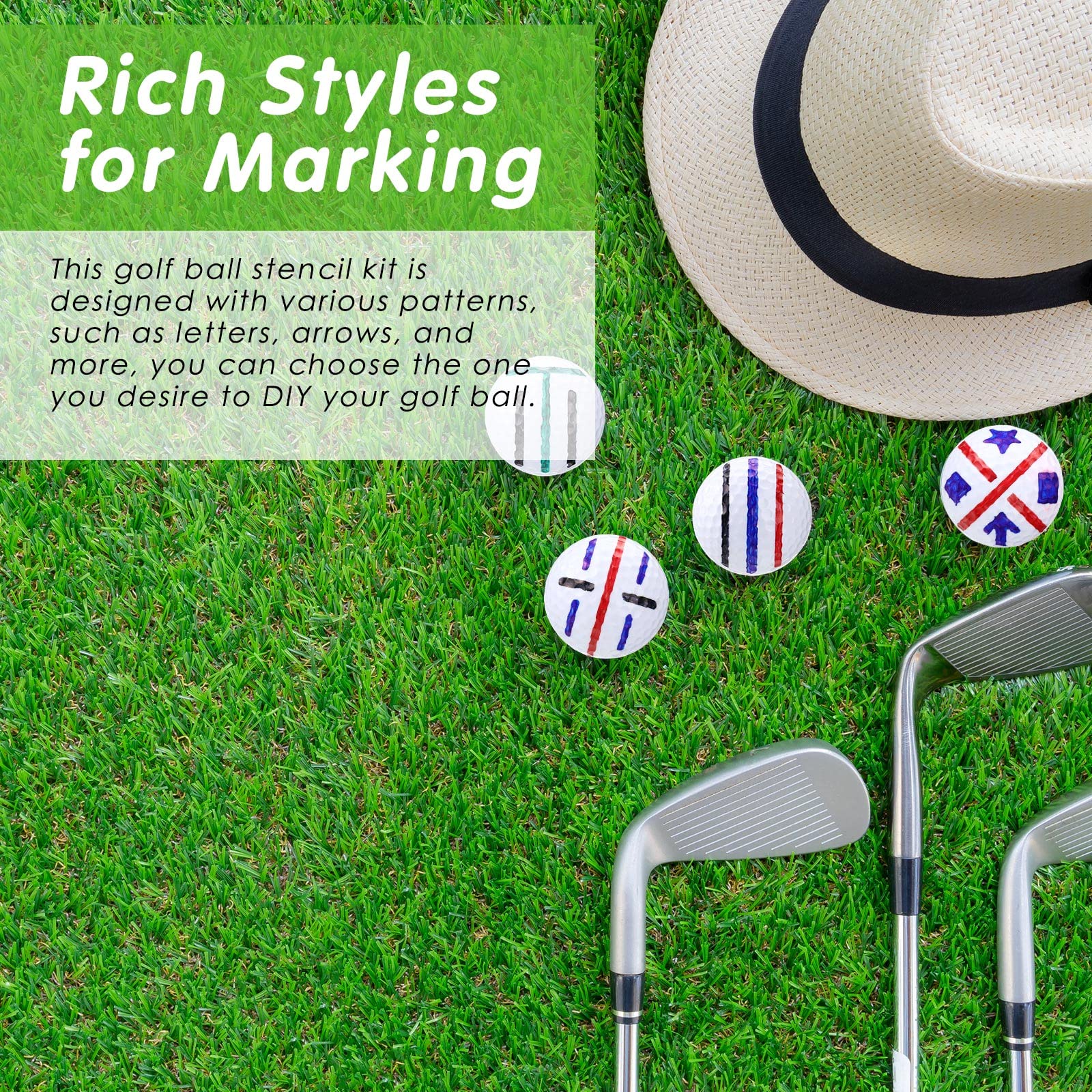 16 Packs Golf Ball Marker Golf Accessories 12 Golf Ball Marking Stencils Letter Stencils Kit Golf Ball Liner Line Marker Template 4 Color Line Markers Pens Golf Ball Alignment and Identification Tool