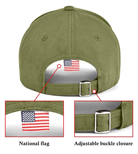 KIRAAT 3 Pack American Flag Baseball Cap Unisex,Low Profile USA Plain Dad Hat for Men＆Women (Black＆Grey＆Green)