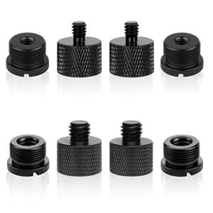 aiex 8pcs mic thread adapter, mic stand adapter for camera screw monitor microphone stand, 5/8 female to 3/8 male, 3/8 female to 5/8 male, 5/8 female to 1/4 male and 1/4 female to 5/8 male (black)