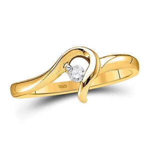 10kt yellow gold womens round diamond solitaire promise ring 1/20 cttw