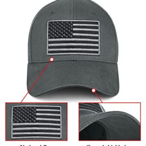 KIRAAT 3 Pack American Flag Baseball Cap Unisex,Low Profile USA Plain Dad Hat for Men＆Women (Black＆Grey＆Green)