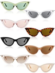 leinuosen 8 pairs retro cat eye sunglasses vintage sunglasses colorful women sunglasses trendy sunglasses for party (mixed colors)