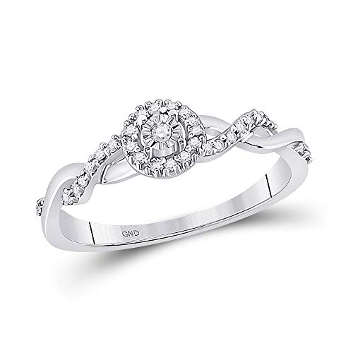 10kt White Gold Womens Round Diamond Solitaire Twist Woven Promise Ring 1/6 Cttw