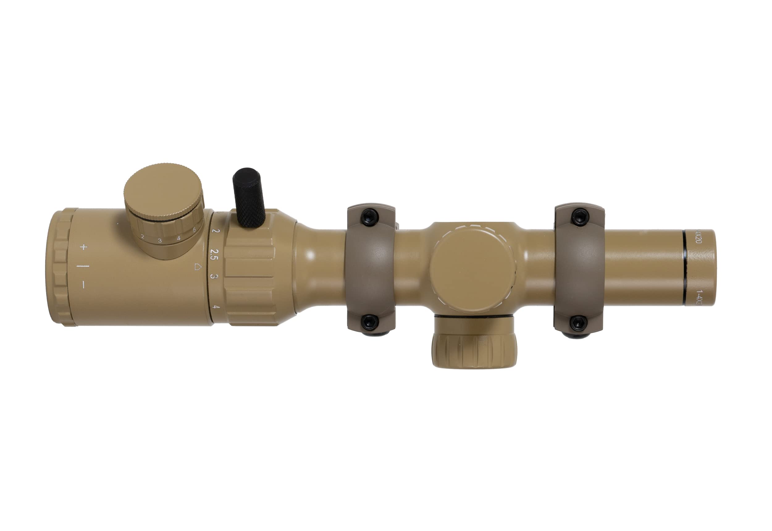 Monstrum 1-4x20 Rifle Scope | Flat Dark Earth | Moonstrum Offset Scope Mount with Integrated Level Bubble | Bundle