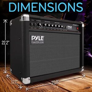 PyleUsa Portable Electric Guitar Amplifier,40 Watt Power,Two 6” & 8” High-Definition Speaker Cones, Bass, Dual Inputs, Overdrive,Digital Delay, Amp Control Volume, EQ for Beginner and Advance Practice