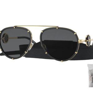 Versace VE2232 143887 61MM Black/Dark Grey Pilot Sunglasses for Women + BUNDLE With Designer iWear Eyewear Kit