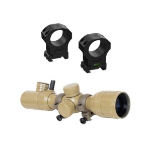 Monstrum 2-7x32 AO Rifle Scope | Flat Dark Earth | Monstrum Picatinny Scope Rings with Integrated Level Bubble | Bundle