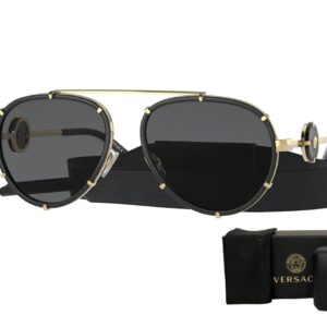 Versace VE2232 143887 61MM Black/Dark Grey Pilot Sunglasses for Women + BUNDLE With Designer iWear Eyewear Kit