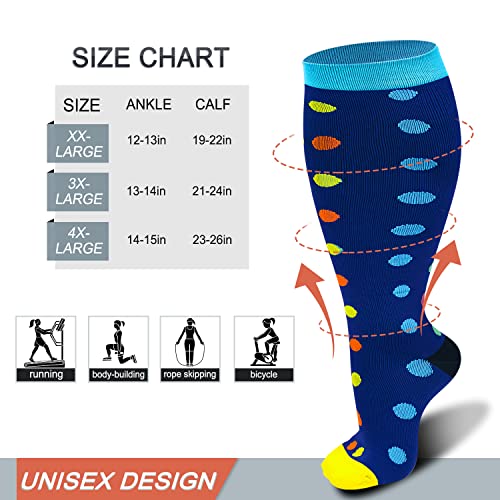 Diu Life 3 Pairs Plus Size Compression Socks for Women and Men Wide Calf Extra Knee High Support for Circulation