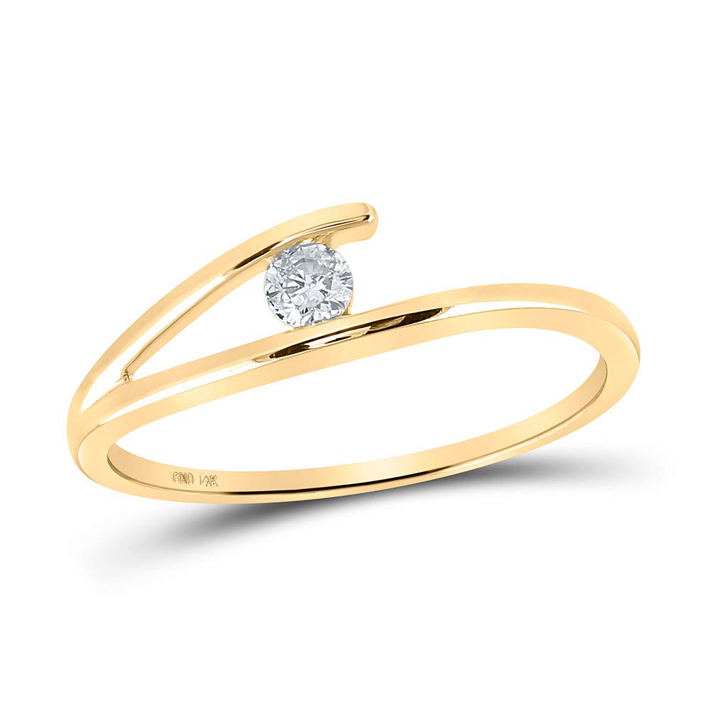 14kt Yellow Gold Womens Round Diamond Solitaire Promise Ring 1/10 Cttw