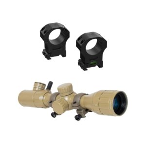 Monstrum 3-9x32 AO Rifle Scope | Flat Dark Earth | Monstrum Picatinny Scope Rings with Integrated Level Bubble | Bundle