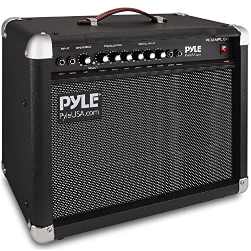 PyleUsa Portable Electric Guitar Amplifier,40 Watt Power,Two 6” & 8” High-Definition Speaker Cones, Bass, Dual Inputs, Overdrive,Digital Delay, Amp Control Volume, EQ for Beginner and Advance Practice