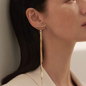 Long Tassel Dangle Earrings for Women Gold Silver Chain Tassel Earrings Punk Sleek Metal Chain Earrings Hypoallergenic Lightweight Tassel Drop Earrings (Gold2)