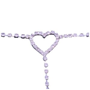 Crystal Heart-Shaped Multi-Layer Leg Chain Silver Layered Body Chains Thigh Chain Sexy Bikini Adjustable Body Jewelry Accessory for Women