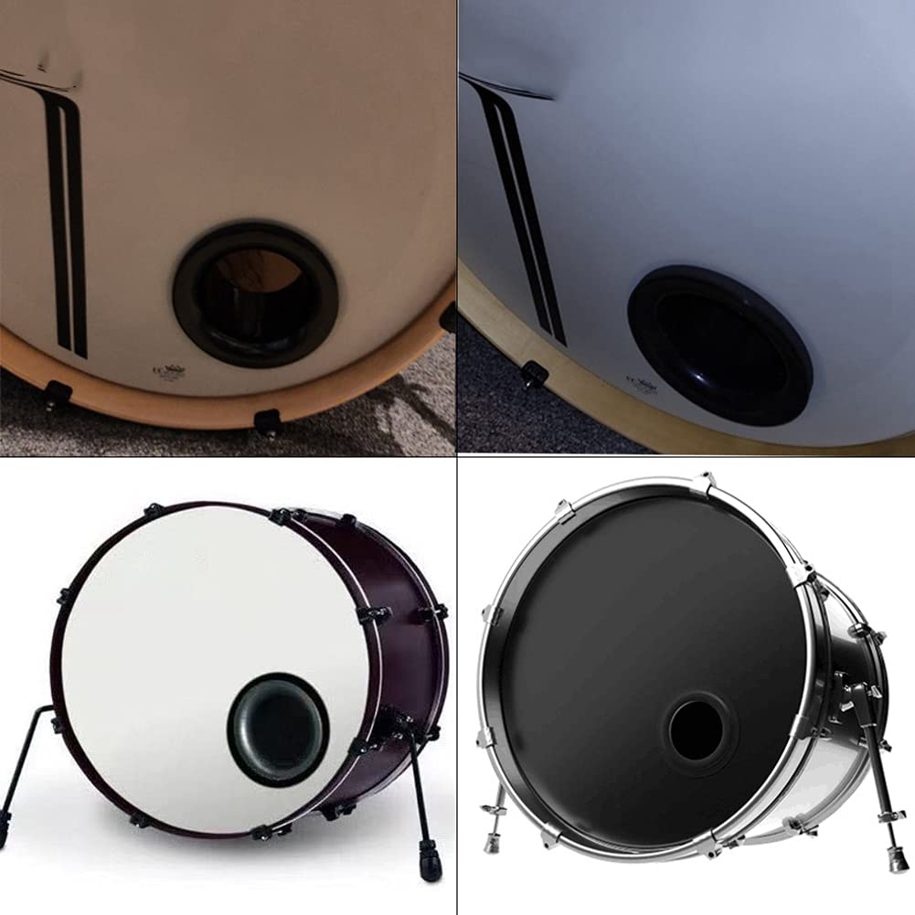 Perezy Bass Drum Enhancer ABS Rubber Bass Drum Kick Enhancer with Black Port Hole Protector,Mic Hole Drum,White 500147201A1 500147201A1