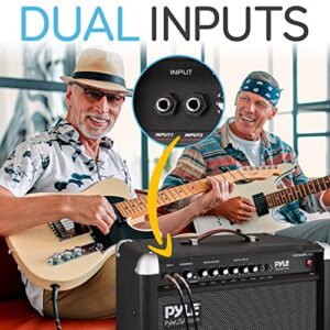 PyleUsa Portable Electric Guitar Amplifier,40 Watt Power,Two 6” & 8” High-Definition Speaker Cones, Bass, Dual Inputs, Overdrive,Digital Delay, Amp Control Volume, EQ for Beginner and Advance Practice