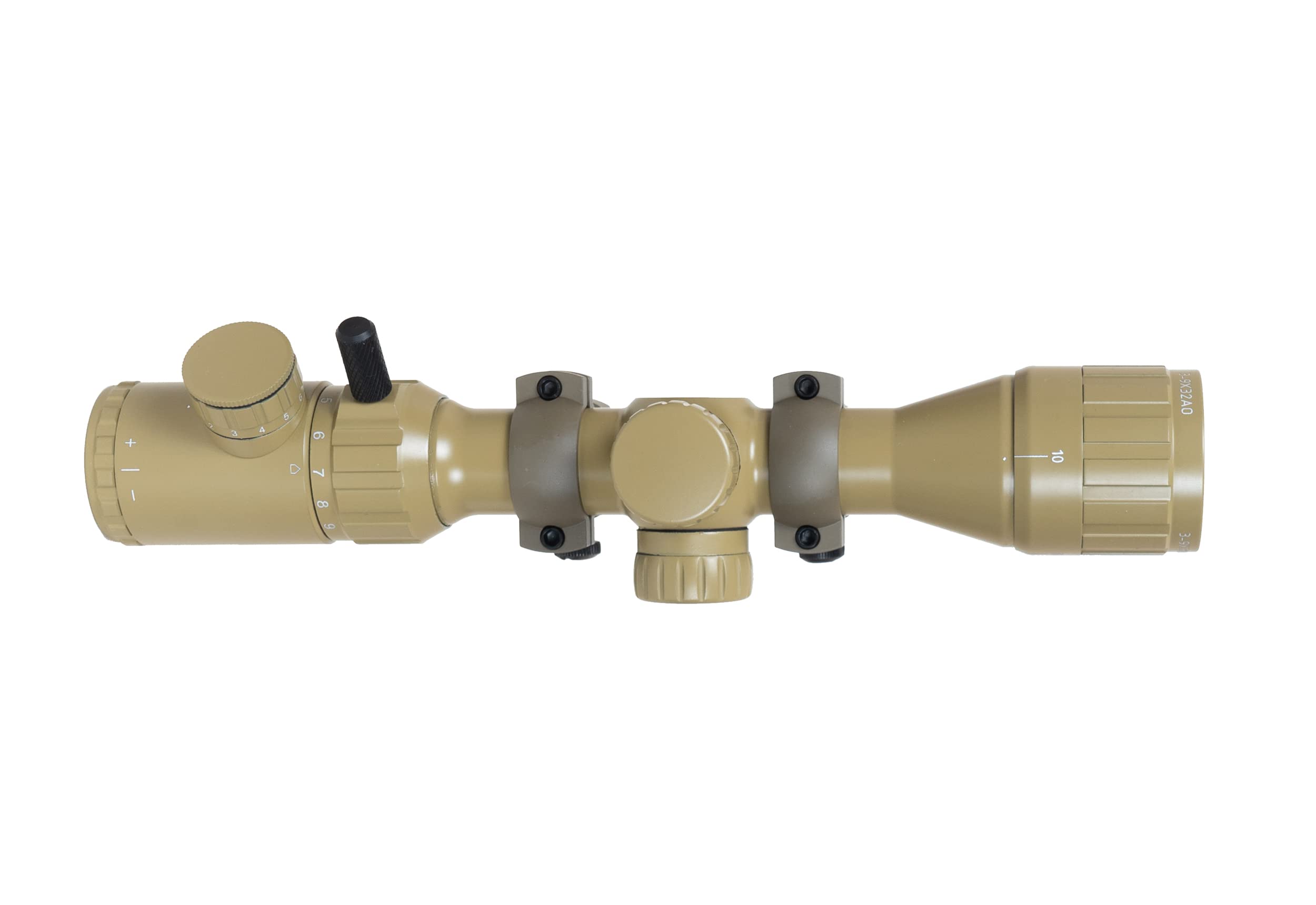 Monstrum 3-9x32 AO Rifle Scope | Flat Dark Earth | Monstrum Picatinny Scope Rings with Integrated Level Bubble | Bundle