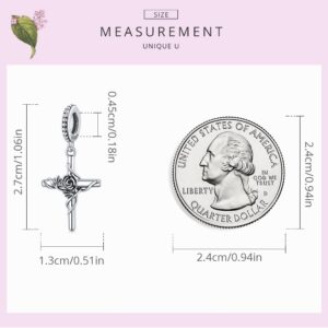 BABAMIA 925 Sterling Silver Cross Bead Charms for Bracelets and Necklaces Vintage Rose Cross Bracelet Charms for Women&Men Charms Jewelry