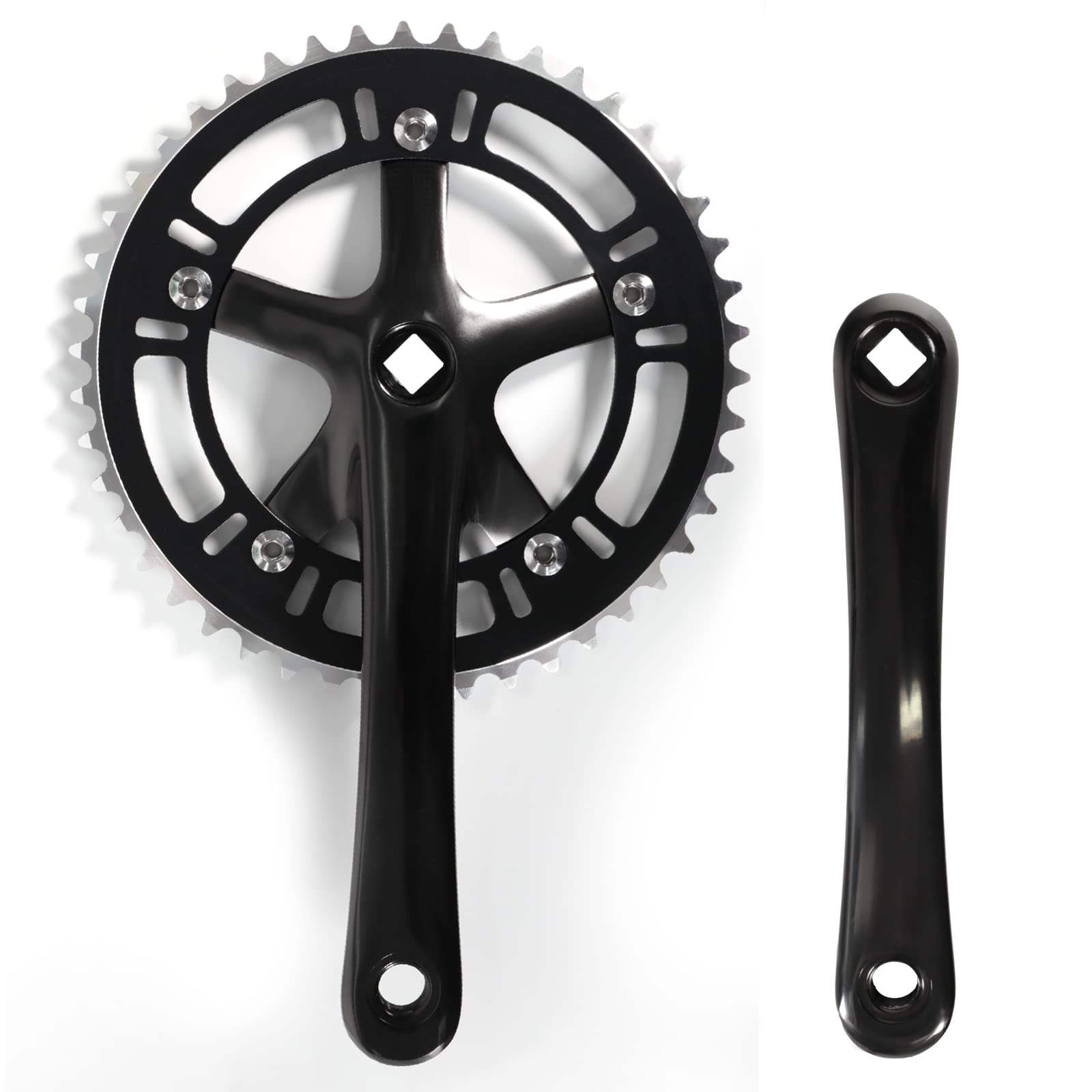 46T Single Speed Fixed Gear Crankset Aluminum Alloy Bike Crank for Mountain Bike Road Bicycle Black