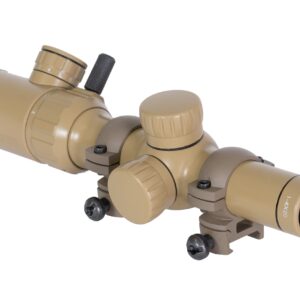 Monstrum 1-4x20 Rifle Scope | Flat Dark Earth | Monstrum Picatinny Scope Rings with Integrated Level Bubble | Bundle