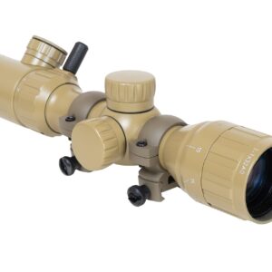 Monstrum 2-7x32 AO Rifle Scope | Flat Dark Earth | Monstrum Picatinny Scope Rings with Integrated Level Bubble | Bundle