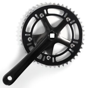 46T Single Speed Fixed Gear Crankset Aluminum Alloy Bike Crank for Mountain Bike Road Bicycle Black