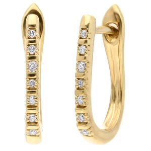 DISENO Huggie Hoop Earrings in 18K Yellow Gold over Silver with 0.04 ct Natural Diamonds (F-G Color, SI1-SI2 Clarity) - Fine Jewelry For Women