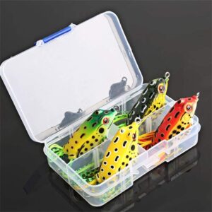 G.S YOZOH Bass Fishing Lures Topwater Frog Lures Soft Swimbait Baits with Weedless Hooks and Tackle Box, 4-Pack, for Trout, Snakehead and Salmon Fishing