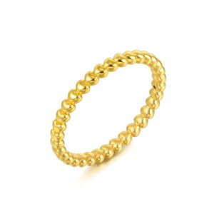 CHOW SANG SANG Let's Play 999 24K Solid Gold Stackable Heart-shaped beads Ring for Women 92295R (Our Size 15 / US 7)