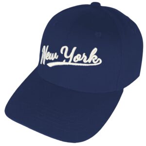 new york big 3d embroidery adjustable fit hat baseball cap - navy onesize