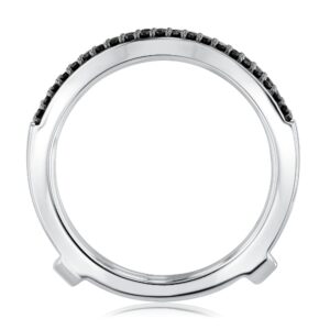 1/4 ctw Round Treated Black Diamond White Gold Ring Guard | Embrace - Size 7