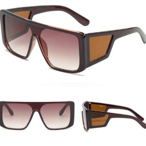 Posh Professors Men’s and Women’s Wrap Around Sunglasses Fit Over Glasses Side Shields Fun Cool y2k Designer Square Shades (Brown)