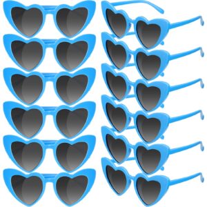 flutesan 12 pairs bachelorette sunglasses heart sunglasses bulk heart shaped sunglasses bachelorette party supplies for women(blue)