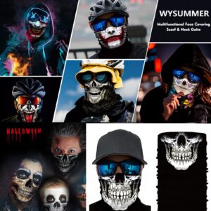 WYSUMMER 8PCS Scarves Bandanas Skull Face Tube Black Headband, Motorcycle Multi Function Headwear Hat Scarf Ski Mask (Skull 3)