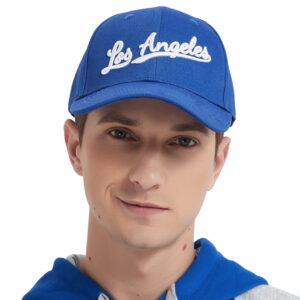 Los Angeles Big 3D Embroidery Adjustable Fit Hat Baseball Cap - Blue OneSize