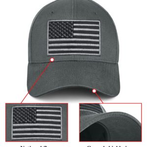 KIRAAT 3 Pack American Flag Baseball Cap Unisex,Low Profile USA Plain Dad Hat for Men＆Women (Black＆Grey＆Khaki)