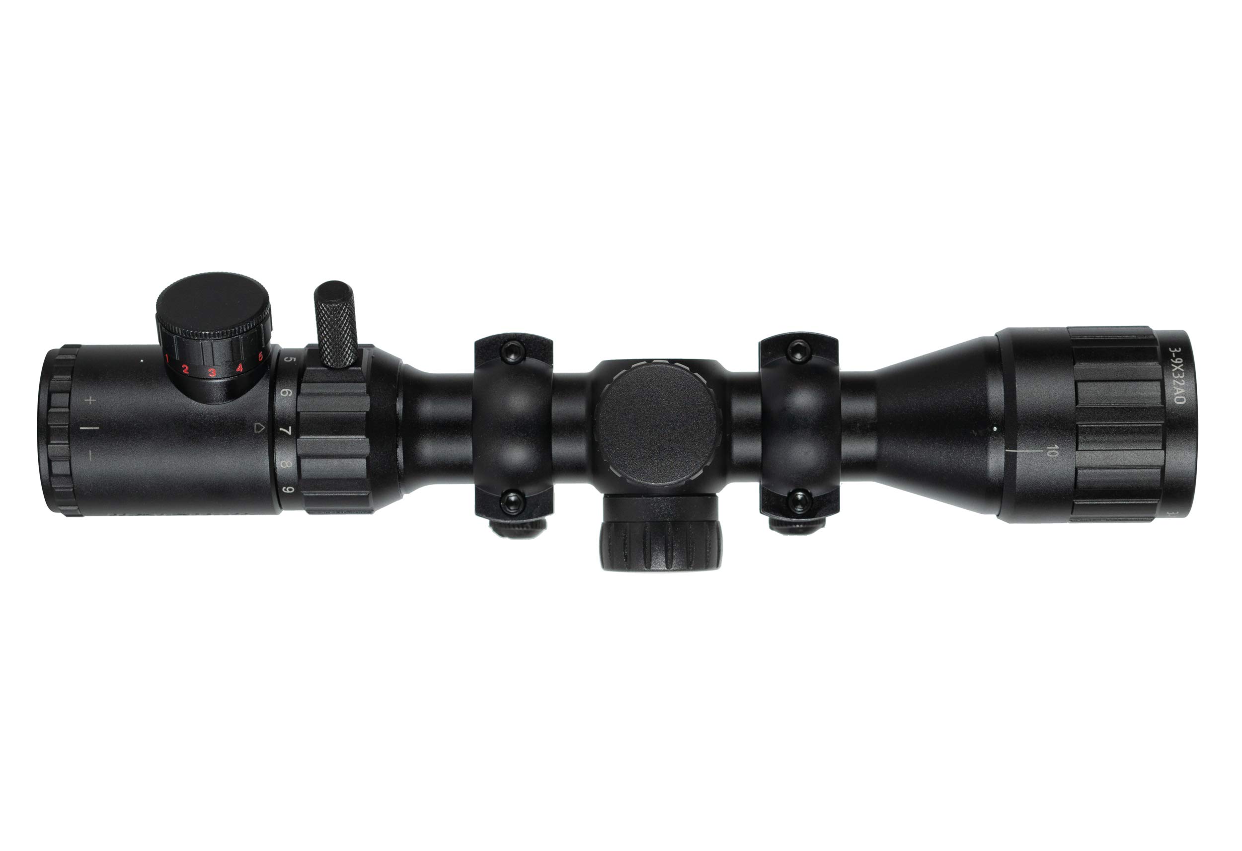 Monstrum 3-9x32 AO Rifle Scope | Monstrum Picatinny Scope Rings with Integrated Level Bubble | Bundle