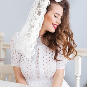 Bencailor 2 Pcs Lace Veils for Church Mantilla Catholic Veil Latin Mass Head Covering Veils for Bridal Women (Classic Style,M)