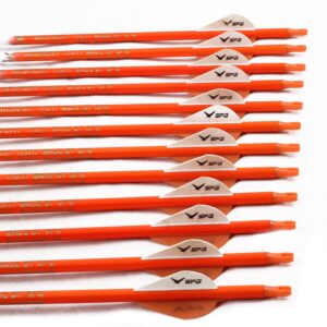 SOPOGER 30 Inch Arrows for Compound Bows - Practice Arrows 500 Spine 12 Packs Hunting Carbon Arrows for Archery Recurve Bow Target Practice Shooting (Orange)