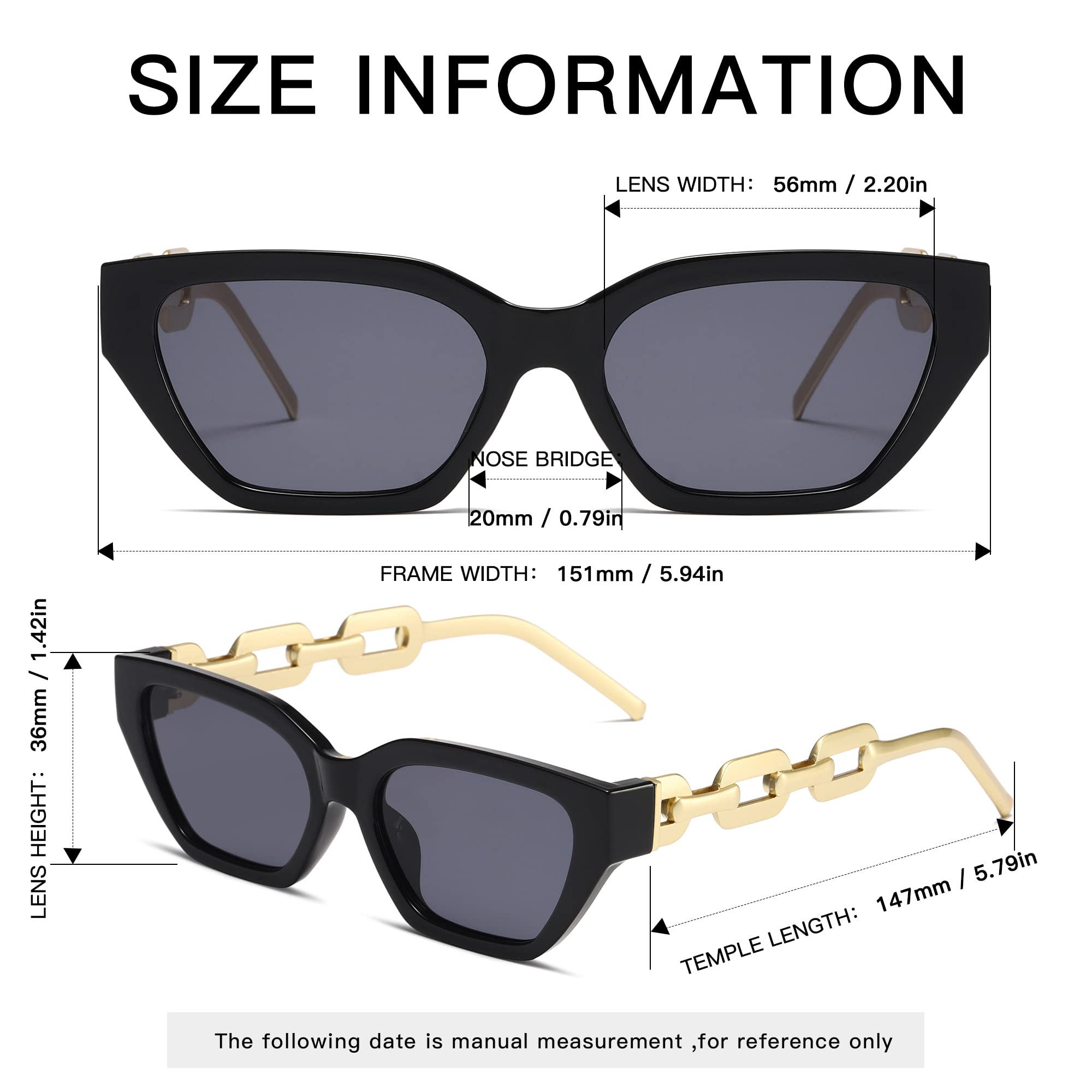 MASDUN Square Sunglasses for Women Men trendy Trendy Sunnies Black White Drive Fashion UV Protection (Black/Black)